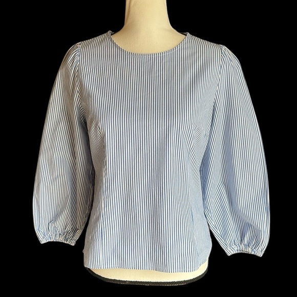 J. Crew Striped Puff Sleeve Striped Top 6 - Picture 2 of 12